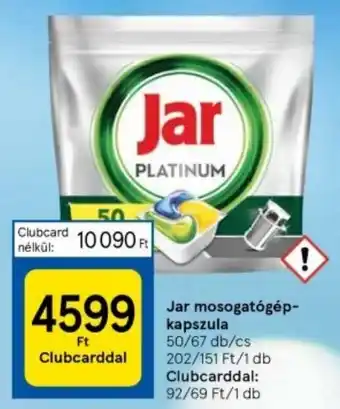 Tesco Jar mosogatógép-kapszula 50/67 db/cs ajánlat