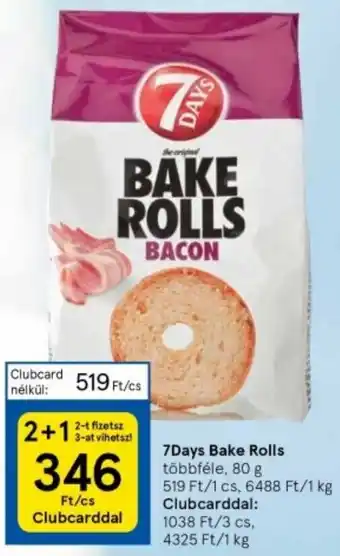 Tesco 7Days Bake Rolls többféle, 80 g ajánlat