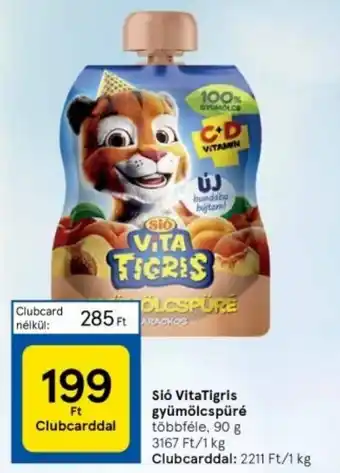Tesco Sió VitaTigris gyümölcspüré többféle, 90 g ajánlat