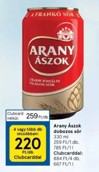 Arany Ászok dobozos sör 330ml