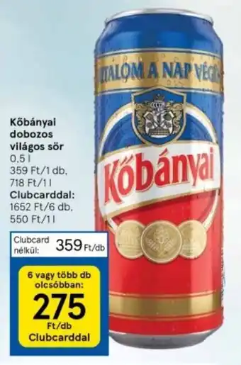 Kőbányai dobozos világos sör 0.5l
