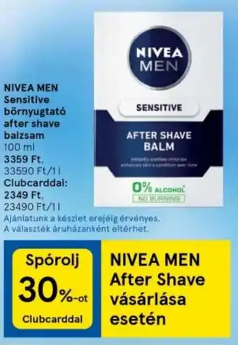 Tesco NIVEA MEN Sensitive börnyugtató after shave balzsam 100 ml ajánlat