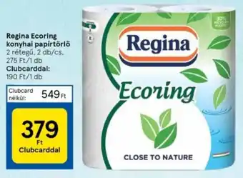 Tesco Regina Ecoring konyhai papírtörlő 2 rétegű, 2 db/cs ajánlat