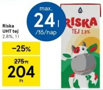 Tesco Riska UHT tej 2,8%, 1l ajánlat