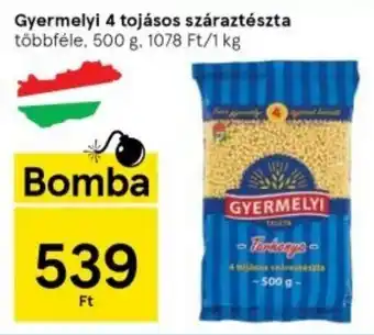 Tesco Gyermelyi 4 tojásos száraztészta többféle, 500 g ajánlat