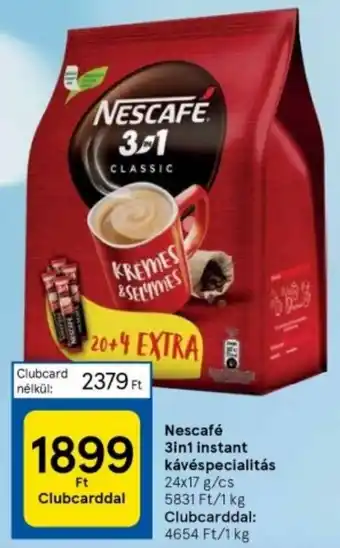 Tesco Nescafé 3in1 instant kávéspecialitás 24x17 g/cs ajánlat