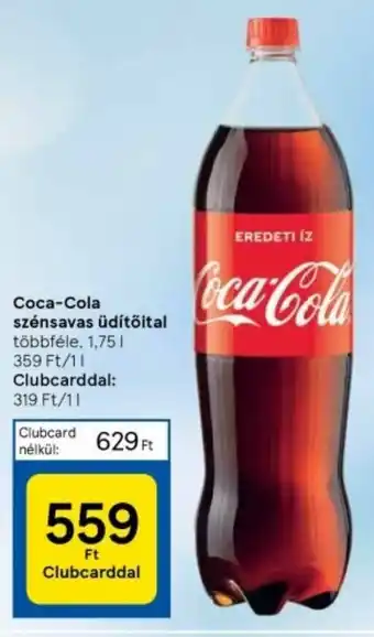 Tesco Coca-Cola szénsavas üdítőital 1,75l ajánlat