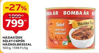 Auchan HÁZIAS ÍZEK SÓLET CSÍPŐS HÁZIKOLBÁSSZAL 500 g ajánlat