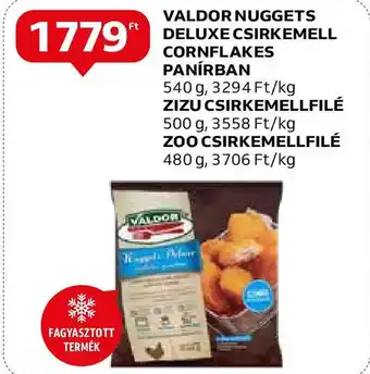 Auchan VALDOR NUGGETS DELUXE CSIRKEMELL CORNFLAKES PANÍRBAN 540g ajánlat