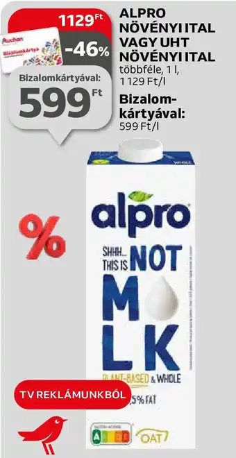 Auchan ALPRO NÖVÉNYI ITAL VAGY UHT NÖVÉNYI ITAL 1l ajánlat