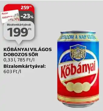 Auchan KŐBÁNYAI VILÁGOS DOBOZOS SÖR 0,33l ajánlat
