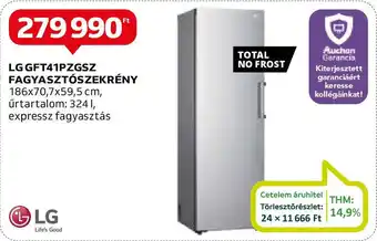 Auchan LG GFT41PZGSZ FAGYASZTÓSZEKRÉNY 186x70,7x59,5 cm ajánlat