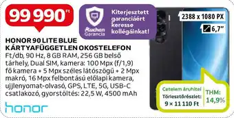 Auchan HONOR 90 LITE BLUE KÁRTYAFÜGGETLEN OKOSTELEFON ajánlat