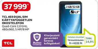 TCL 403 DUAL SIM KÁRTYAFÜGGETLEN OKOSTELEFON
