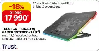 Auchan TRUST GXT1126 AURA GAMER NOTEBOOK HŰTŐ ajánlat