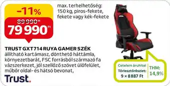 Auchan TRUST GXT714 RUYA GAMER SZÉK ajánlat