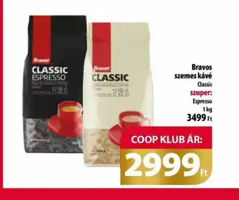 Coop Bravos szemes kávé 1kg ajánlat