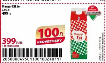 Coop Magyar ESL tej 1l ajánlat