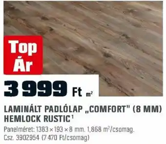 Obi LAMINÁLT PADLÓLAP COMFORT" (8 MM) HEMLOCK RUSTIC ajánlat