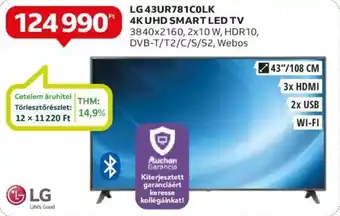 Auchan LG 43UR781COLK 4K UHD SMART LED TV ajánlat