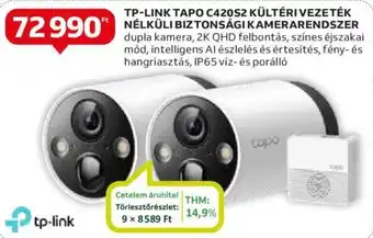 Auchan TP-LINK TAPO C420S2 KÜLTÉRI VEZETÉK NÉLKÜLI BIZTONSÁGI KAMERARENDSZER ajánlat