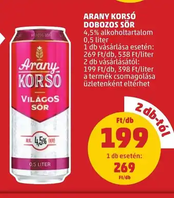 PENNY ARANY KORSÓ DOBOZOS SÖR 0,5 l ajánlat