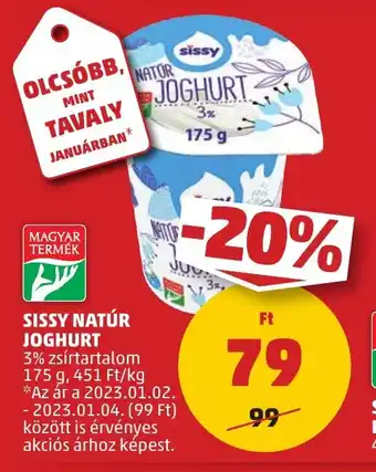 PENNY SISSY NATÚR JOGHURT 175 g ajánlat
