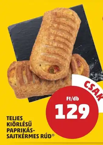PENNY TELJES KIÖRLÉSŰ PAPRIKÁS-SAJTKÉRMES RÚD 1 db ajánlat