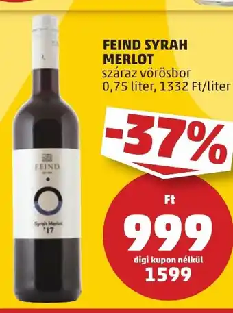 PENNY FEIND SYRAH MERLOT 0,75 l ajánlat