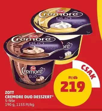 PENNY ZOTT CREMORE DUO DESSZERT 190 g ajánlat
