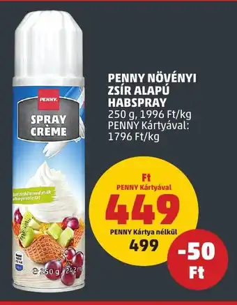 PENNY PENNY NÖVÉNYI ZSÍR ALAPÚ HABSPRAY 250 g ajánlat