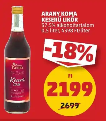PENNY ARANY KOMA KESERŰ LIKŐR 0,5 l ajánlat