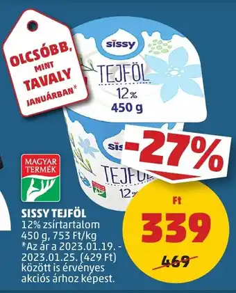 PENNY SISSY TEJFÖL 450 g ajánlat