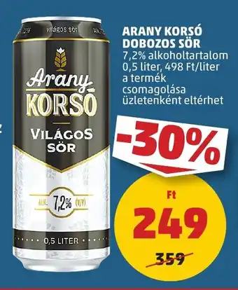 PENNY ARANY KORSÓ DOBOZOS SÖR 0,5 l ajánlat