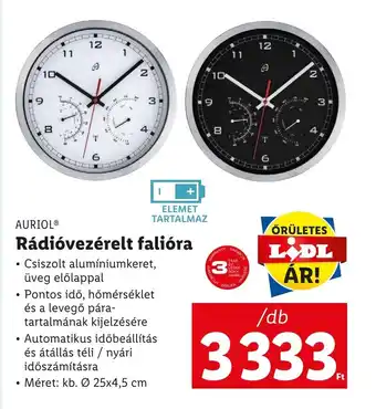 Lidl AURIOL Rádióvezérelt falióra 1 db ajánlat