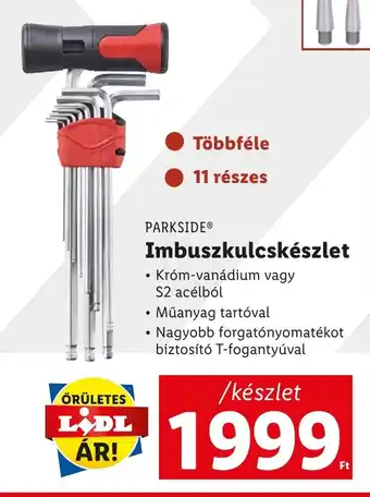 Lidl PARKSIDE Imbuszkulcskészlet ajánlat