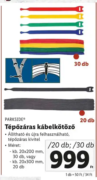 Lidl PARKSIDE Tépőzáras kábelkötöző 20 - 30 db ajánlat