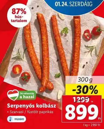 Lidl Serpenyős kolbász 300 g ajánlat