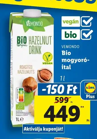 Lidl VEMONDO Bio mogyoró- ital 1 l ajánlat