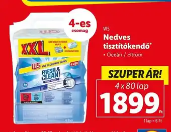 Lidl W5 Nedves tisztítókendő 4 x 80 lap ajánlat