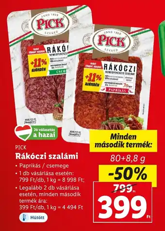 Lidl PICK Rákóczi szalámi 80 + 8,8 g ajánlat