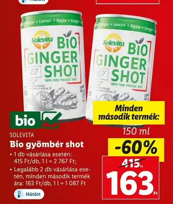 Lidl SOLEVITA Bio gyömbér shot 150 ml ajánlat