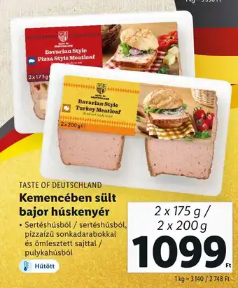 Lidl TASTE OF DEUTSCHLAND Kemencében sült bajor húskenyér 2 x 175 / 2 x 200 g ajánlat