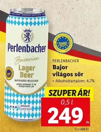 Lidl PERLENBACHER Bajor világos sör 0,5 l ajánlat