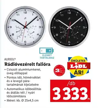 Lidl AURIOL Rádióvezérelt falióra 1 db ajánlat