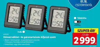 Lidl AURIOL Hőmérséklet- és páratartalom-kijelző szett 3 db ajánlat