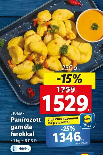 Lidl BIOMAR Panírozott garnéla farokkal 250 g ajánlat