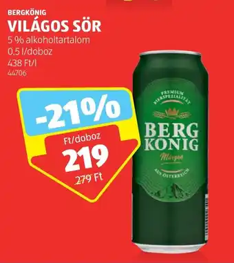ALDI BERGKÖNIG VILÁGOS SÖR 0,5 l ajánlat
