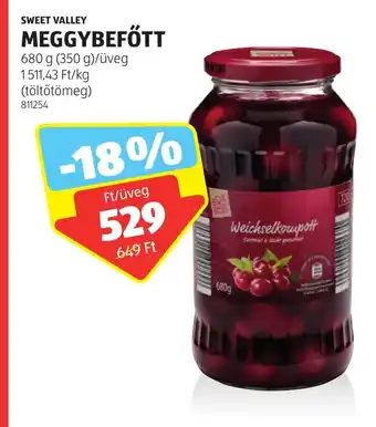 ALDI SWEET VALLEY MEGGYBEFŐTT 680 g ajánlat