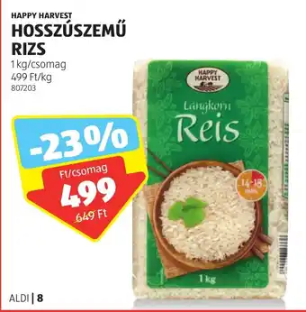ALDI HAPPY HARVEST HOSSZÚSZEMŰ RIZS 1 kg ajánlat